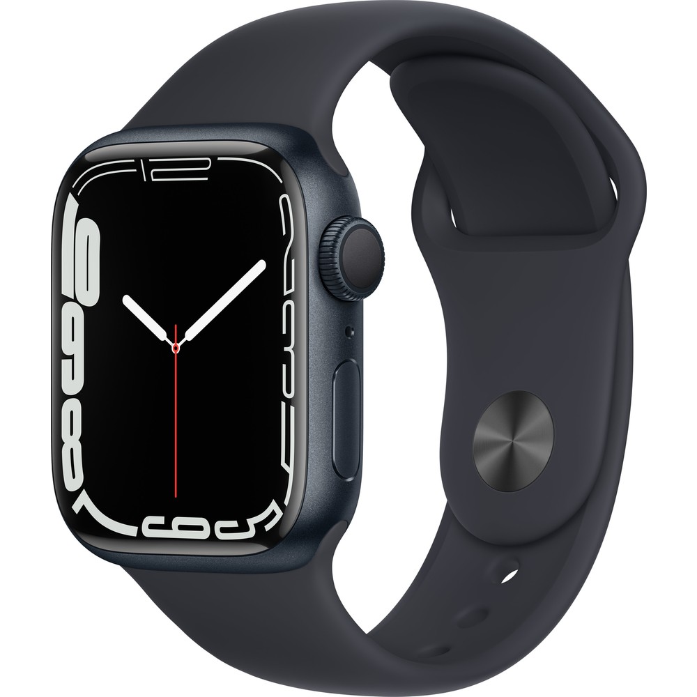 Apple Watch Seri 7 Gps, 41MM Siyah Alüminyum Kasa ve Siyah Spor Kordon - Regular MKMX3TU/A