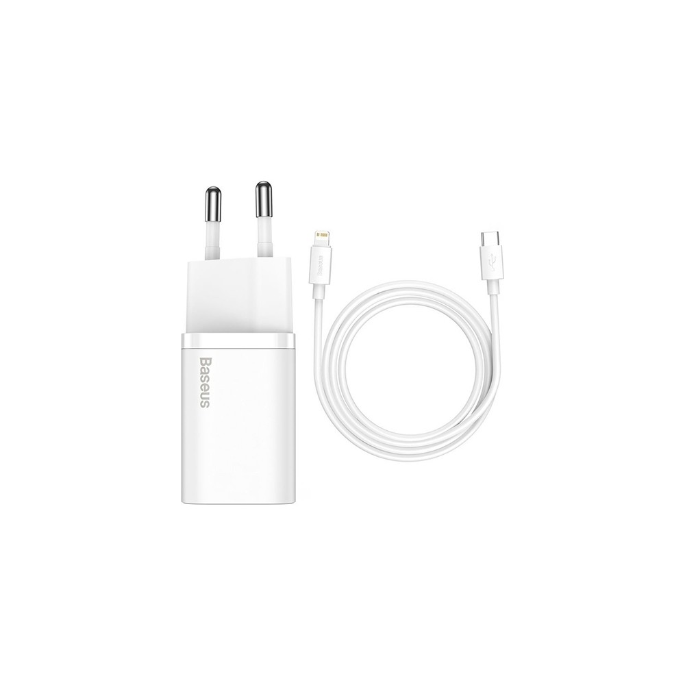 Baseus Super Si 1c 20W Hızlı Şarj Adaptörü + Type-C To Lightning iPhone Uyumlu 1m Şarj Kablosu TZCCSUP-B02